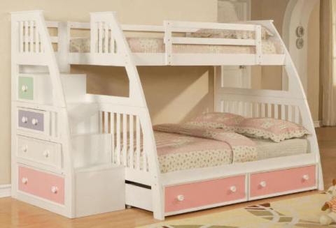 Twin Over Full Bunk Bed with Stairs