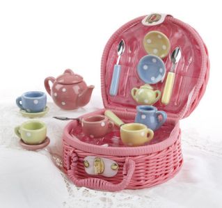 Wicker Basket Tea Set